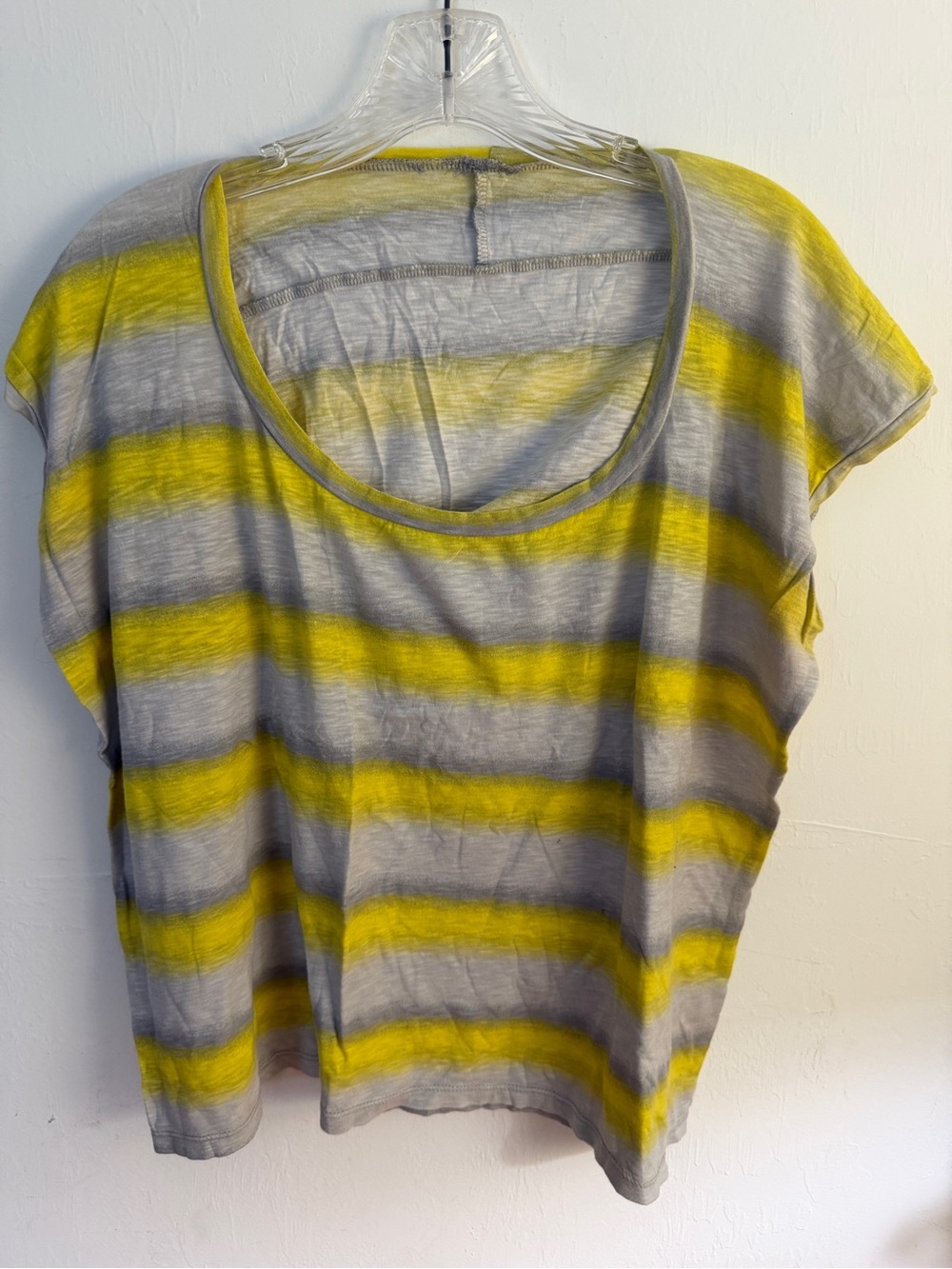 Splendid Striped Scoop Neck Women’s Top - Yellow and Gray